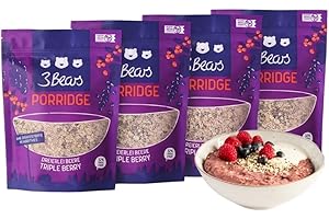 ‎3BEARS 3Bears Porridge - Dreierlei Beere | 4x400g veganes Porridge mit Vollkorn-Haferflocken I Mit rein natürlicher Süße und ohne Zusatzstoffe I auch als Oatmeal, Frühstücksbrei oder Overnight Oats