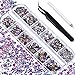 Produktbild 2000 Stücke Flache Rückseite Gems Runder Kristall Strasssteine 6 Größen (1,5 - 6 mm) mit Pick Up Pinzette und Strass Picking Stift für Handwerk Nagel Gesicht Kunst Kleidung Schuhe Taschen DIY (Blaue Flamme)