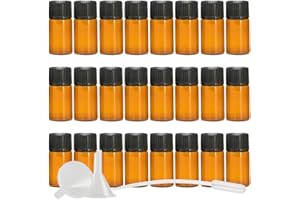 TIANZD 25 Stück Leer 3 ml Kleine Glasflaschen Braunglas mit Orifice Reducer Braun Mini-ätherische Ölflaschen Duft Glas Fläschchen für Ätherisches Öl,Aromatherapie,Parfüm,Massage