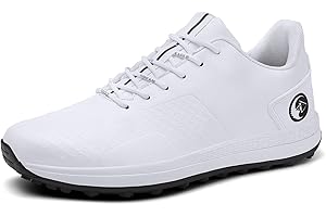 JiuQing Wodoodporne buty golfowe męskie skórzane buty do chodzenia bez kolców antypoślizgowe