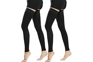 Evolyline Medical Open Toe Thigh High Compression Stockings for Women & Men with Silicone Band, Firm 20-30 mmHg Compression Socks Graduated Support for Varicose Veins Edema Flight