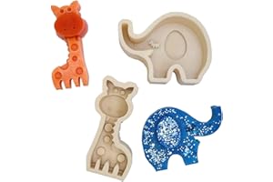 NOMEY 2 pezzi Giraffa Elefante Silicone Mold silicone giraffa Fai Da Te Stampo Sapone Elefante 3D Stampo in Silicone 3D a Forma Per aromaterapia artigianato in resina ondente per torte cioccolato
