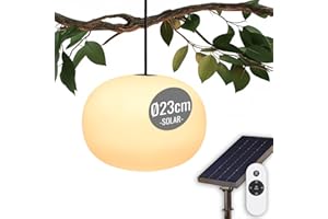 8 seasons design Solar LED Akku Hängelampe 23cm - Glowing Elegance - Licht warmweiß, dimmbar, Timer, Fernbedienung, USB & USB-C - für außen & innen - Garten & Balkon, Weiß