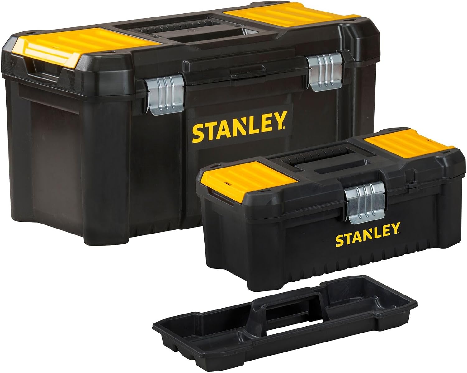 STANLEY Bonus Pack 2 Cajas de herramientas de plástico 12.5"/32cm + 19"/48cm, Cierres de metal, Asa ergonómica, Organizadores integrados en las tapas, STST1-75772