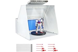 ABEST Kit cabina di pittura aerografo, ventola potente regolabile e 4 luci del LED, filtro di 3 strati con 7,5" piattaforma girevole, 16 morsetti a coccodrillo per la pittura modellazione DIY