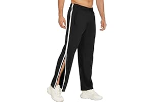 Caziffer Men's Tear Away Zip Basketball Track Pants High Split Side Snap Cinch Bottoms Loose Sweatpants Casual Athletic Workout Trouser Sweatpants