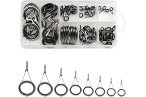 WMYCONGCONG Lot de 75 Kit de réparation d'embouts de Canne à pêche, Anneaux, Anneaux, Anneaux supérieurs, Anneaux en céramique et Acier Inoxydable