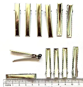 50Pcs Metal Hair Clips/Pins Single Prong Metal Alligator Clips For Making Hair Bow, Flower Accessories & Other DIY Accessories silver colour