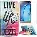 Produktbild Semoss 2 in 1 Zubehör Set Live the Life You Love Handyhülle Leder Schutzhülle für Samsung Galaxy J5 PU Wallet Leder Lederhülle Gliter Ledertasche Magnetverschluss Magnetic Bookstyle Multi-Function Protektiv Tasche Hülle Schutz Etui Schale Schutzhüllen mit Displayschutzfolie