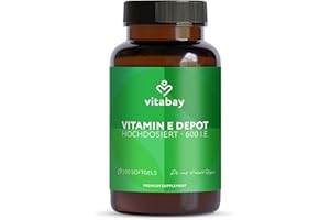 ‎VITABAY Vitabay Vitamin E 600 IE Depot – 200 Vegane Kapseln Hochdosiert mit Tocopherol & Tocotrienol – Trägt zum Schutz der Zellen vor oxidativem Stress bei – Laborgeprüft in Deutschland