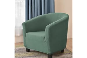 Hearda Copripoltrona 1 Posto, Jacquard Tinta Unita Copripoltrona, Elastico Copri Poltrona con Braccioli, Antiscivolo Cocktail Copri Poltrona, per Soggiorno Camera da Letto Club (Verde)