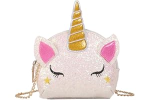 INTVN Bolso Unicornio de Hombro,Brillo Lindo Monedero con Lentejuelasc,3D Bolsa de Mensajero para Mujeres niñas,Del Monedero de Cuero Bolso