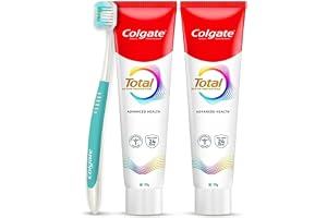 Colgate Total 300gm (2 x 150gm) Advanced Health Anti-Germ Toothpaste with Toothbrush, Tooth Paste with 12-Hour Anti-Germ & Enamel Protection, Whole Mouth Health (Combo Pack Offer)