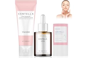 OURDORT 3 piezas de set de tratamiento facial de Centella Asiática con limpiador facial 114g + Máscara de arcilla 27g + Suero 30ml de cuidado de la piel coreana Limpia la piel y los poros, calma las