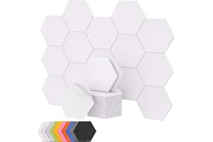 TONOR 18-pack Sexkantiga Akustikpanel, 30×26×1 cm Självhäftande Akustiska Paneler, Hög Densitet Ljudabsorbent Hexagon Ljudiso