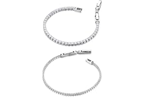 Flongo Bracciale Coppia Donna Uomo Fidanzati con Zircone Lucido Perline Braccialetto di Tennis Eleganza Moderna Regalo