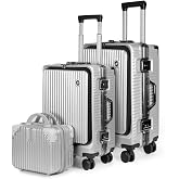 MERCURY TEXTIL-Set of 3 Travel Suitcases (Light Grey) | Cabinet, Large and Toiletry Bag Polycarbonate and ABS. Multifunction