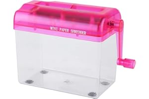 Deror Portable Cross-Cut Paper Shredder, A6 Portable Mini Manual Paper Cut Shredder for Office Home School 16 × 9 × 14.5 cm(Pink)