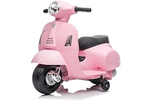 Turbo Challenge - Vespa GTS - Portador Eléctrico - 119168 - Scooter - Rosa Pálido - Listo para Rodar - Máximo 25Kg - Plástico - Baterías Recargables - A Partir de 18 Meses