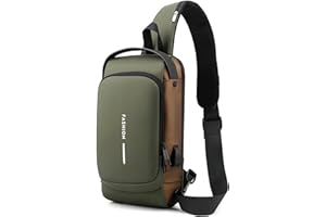 HAN-LBG Umhängetaschen für Männer und Frauen, wasserdichte Brusttasche mit USB-Ladeanschluss Anti-Diebstahl-Schloss Crossbody-Rucksack Flex-Schultertasche für Wandern Radfahren Reisen (Blau-Gold)