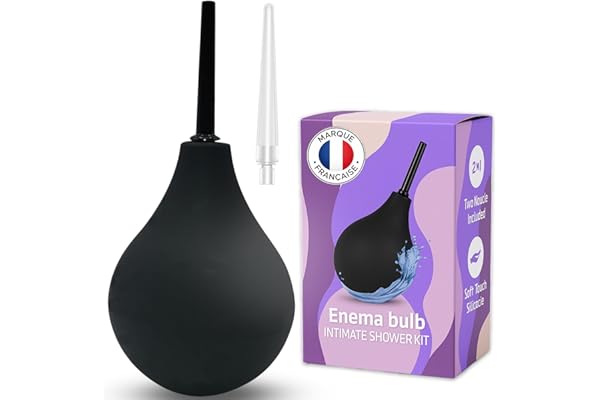 Poire à Lavement Intime 225 ml – Douchette Intime Hygiénique en Silicone Médical avec 2 Canules – Nettoyage Doux et Confortable, Femme & Homme, Sans BPA
