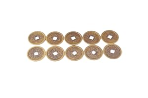 JUANXIAN 10 szt. chińskie monety Feng Shui Fortune smok – feniks I-ching monety + torba na prezent Y1017