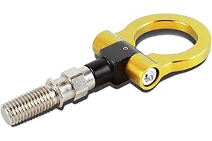 DNA MOTORING Gold Aluminum Front/Rear Japanese Car Trailer Tow Hook Ring Kit - M18 x 2.5, Compatible with 06-11 Honda Civic 10-14 Insight / 16-21 CX-3 13-24 CX-5, THK-JDM-GD