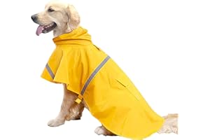 AWOCAN Manteau de pluie pour chien avec bande réfléchissante à capuche, imperméable pour animaux de compagnie de petite/moyenne et grande taille, utilisation en extérieur par temps de pluie (L)