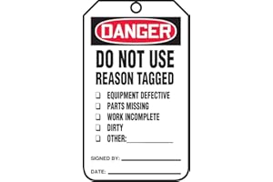 Accuform Signes Mdt184ctp Sécurité Tag, Legend"Danger NE pas utiliser raison Étiqueté", 14,6 cm Longueur X 8,3 cm Largeur x 0 cm d'épaisseur, Pf-cardstock, Rouge/noir sur blanc (lot de 25)