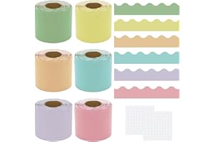 Wonninek Back-to-School Border Rolls 6Colors 60M, Display Borders for School Classroom Decorations, Displays Border Rolls Backing Paper for Wall Displays School Colorful