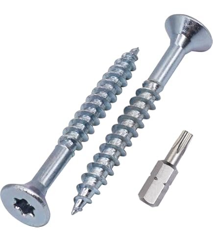 SKIR'CO 20x Verzinkte Houtschroeven 5,0x90 Mm – Gele Torx, Verzonken Kop, Type 17, Met Schroefbit, Voor Stevige Houtconstructies