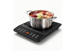 AMZCHEF Plaque Induction, Plaque à induction, 20 Réglages de Rempérature et de Puissance, Design Slim avec Plaque en Céramique Noire, Commande par Capteur, Timer 3H.