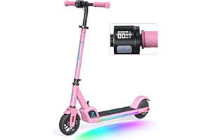 ‎SMOOSAT SmooSat E9 PRO Elektroroller für Kinder von 8-12 Jahren, mit Bunter Regenbogenlicht, 8 Kilometer Reichweite, LED-Anzeige, Einstellbare Geschwindigkeit und Höhe, Faltbarer Elektroscooter