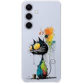 Samsung Galaxy S25 FE ile Uyumlu Splash Kedi Tasarımlı Şeffaf Silikon Kılıf