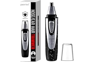 Paonies Nose Hair Trimmer for Men and Women, 2025 Professional Painless Ear and Nose Hair Trimmer Clipper, Battery-Operated Facial Hair Removal with IPX7 Waterproof, Dual Edge Blades, Easy to Clean