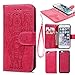 Produktbild iPhone 6/iPhone 6s Hülle Leder Flip Wallet Cover in Book Style Stand Case Card Slot Leder Tasche Case Karteneinschub TPU Innen 2 Combo Separate Karteneinschub und Magnetverschluß Kratzfestes und Schmutzunempfindliches in Rose Red Elefant für iPhone 6/iPhone 6s(2 in 1)