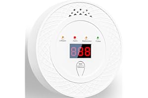 YEZALA Carbon Monoxide Detector with LCD Display, CO Alarm Detectors,Battery Operated, Home and Car CO Alarm (whit e)