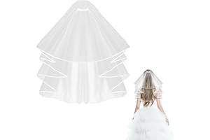 Yolev Voile de Mariée Court Voile pour Femme Avec Epingle à Cheveux en Tulle Elégant pour la Fête de Mariage des Célibataires