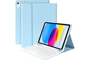 KBCASE for iPad 10th /A16 11th Generation Case with Keyboard Detachable Keyboard Case for iPad 10th 10.9" 2022/A16 11th Generation 11" 2025 with Pencil Holder, Multi-Angle,UK Layout, Blue
