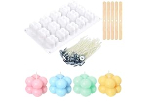 ACEWARMS Candle molds for Candle Making, 15 Cavity Bubble Candle Making molds Silicone Unique Candle Mold 3D Silicone molds for Candles Wax melt molds, White DIY Handicrafts Candle Decorations Tools