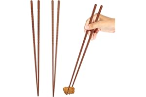 SRLWMYI 2 Pares de Palillos de Cocina de Bambú de 33 cm Palillos de Cocina de Reutilizables de Madera Natural Extendida Palillos Largos de Madera China Tradicionales .