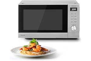 Panasonic NN-SD37QSBPQ 29L Solo Microwave Oven, 1000W, Auto Defrost, 11 Auto Programmes, Timer, Silver & Stainless Steel