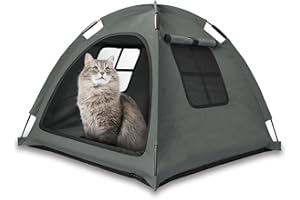 Nockovi Tragbares Haustierzelthaus für den Innen- und Außenbereich, leicht zugängliches Katzennest ohne Türklappe, ideal für Katzen, Welpen & Kleintiere (Grau)