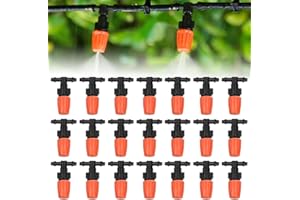 KARBAG 50PCS Micro Spray Adjustable Flow Irrigation Drippers, 1/4 Inch Garden Irrigation Spray Emitter Micro Irrigation Drippers with Connect Tee Anti-Clogging Emitter Dripper for Garden,Greenhouse