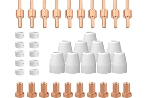 REBOOT 40PCS Plasma Cutting Torch Consumables Kit - Copper Extended Contact Tips, Electrodes & Nozzles for PT31 Cutting Torches | Compatible with RBC6000, CUT40, CUT50 | Touch Cut Cutter Replacement Parts