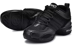 Uhclrr Zapatos De Baile para Las Señoras Sueco Suave Señoras Respirar De Jazz Hip Hop Zapatillas Zapatillas De Zapatillas Ladies Girls Moderno Jazz Dance Shoes(37, Black)