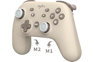 PXN P50L Wireless Switch Controller, Makro-Tasten, Turbo, APP Tool, 6-Achsen-Gyroskop, Wach auf, Vibration, Switch Pro Controller für Switch Lite | OLED & PC (Steam) -braun
