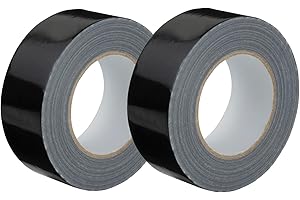 GTSE - Cinta americana negra de 48 mm x 50 m - Cinta de tela resistente, adhesiva e impermeable - Para reparar, fijar, agrupar, reforzar y sellar - 2 rollos