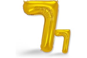 FUNXGO Palloncino Numero 7 Oro - due pezzi Uno grande e uno piccolo - Palloncini Compleanno Anni - Feste Decorazione di Compleanno Palloncino (Oro 7)