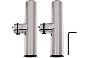 KAOLALI Soporte Cañas de Pescar para Barcos Yates, Portacañas de Pesca de Acero Inoxidable 360 Grados Ajustable Adecuada para rieles de 18mm a 26mm(2PCS)
